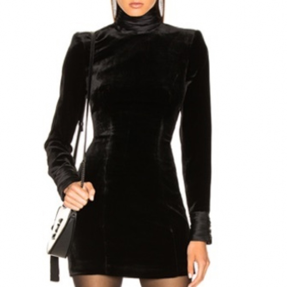 Cinq a sep Black Velvet dress with satin sleeves